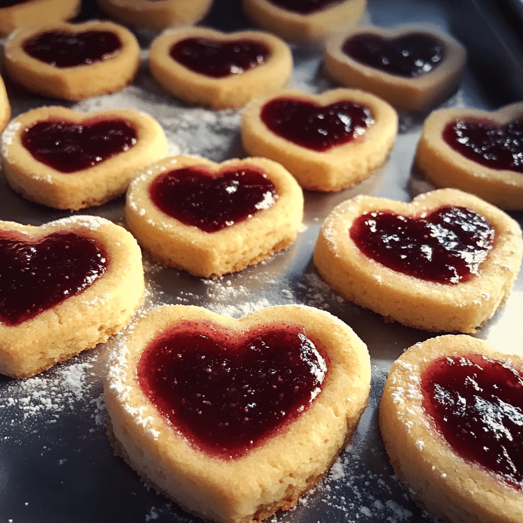 Heart Print Jam Cookies