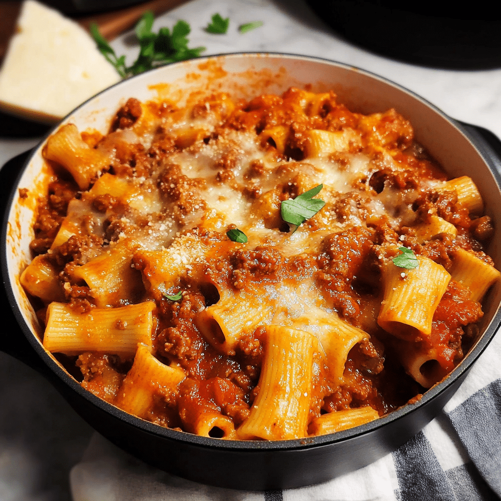 One-Pot Rigatoni Bolognese